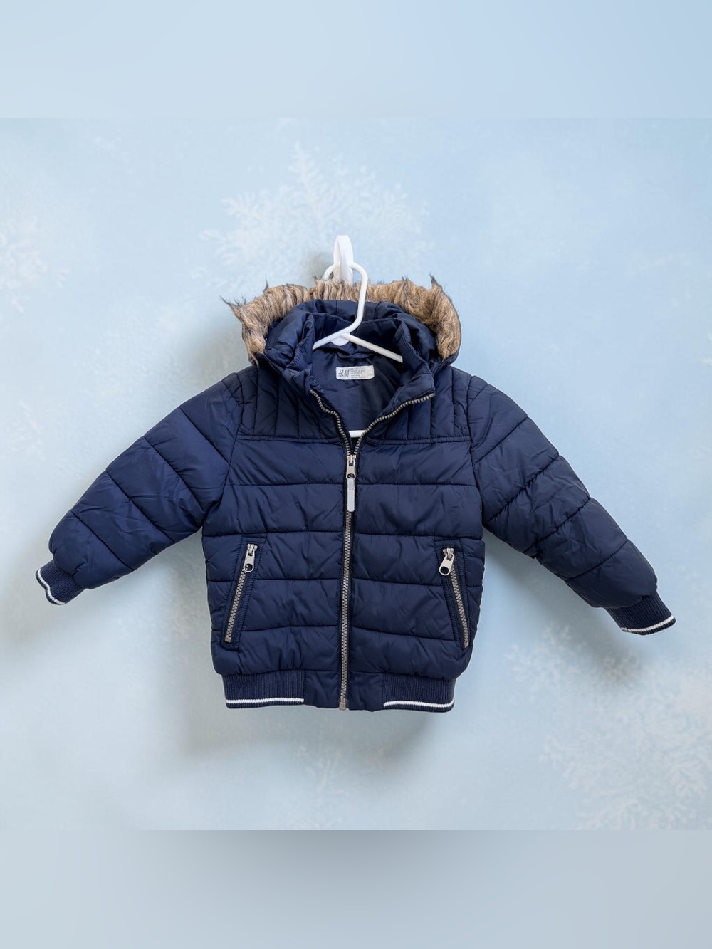 H&M Kids Puffer Down Jacket with Hood Toddler 3-4 Navy